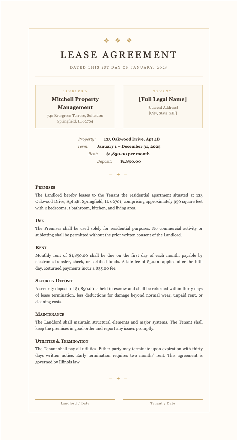 Premium luxury lease agreement